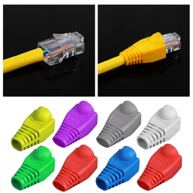 20/10Pcs RJ45 CAT6 CAT5e Adapter Cap Ethernet Network Cable Connector Plugs RJ45 Caps Cat 5 Head Protective Sleeves Multicolour