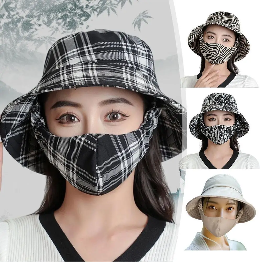 Sun Hat Fisherman Hat Mask One-piece Hat Summer UV Versatile Sun Hat  Sun Protection And Face Covering