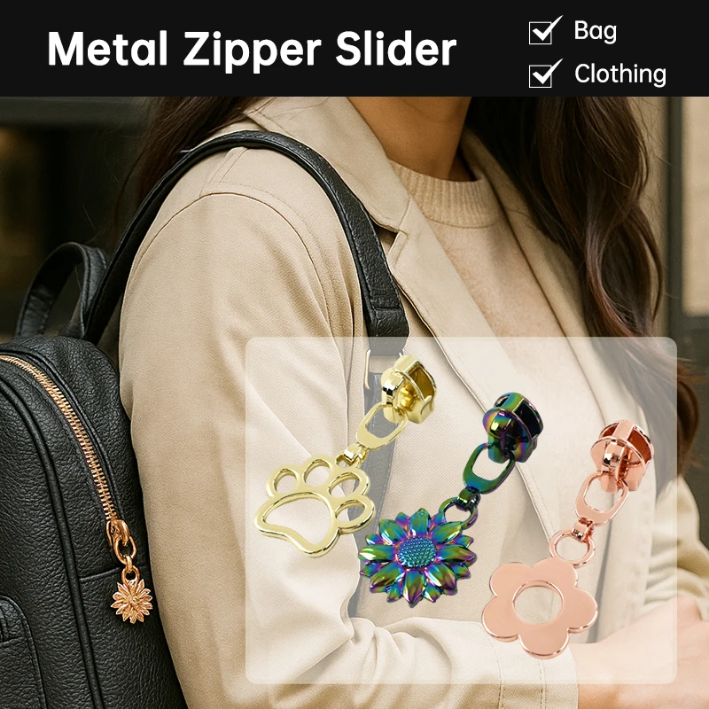 

5Pcs 5# Nylon Zipper Sliders Decorative Pull Heads for Bags Pockets Clothes Zip Repair DIY Replacement Sewing Accessories