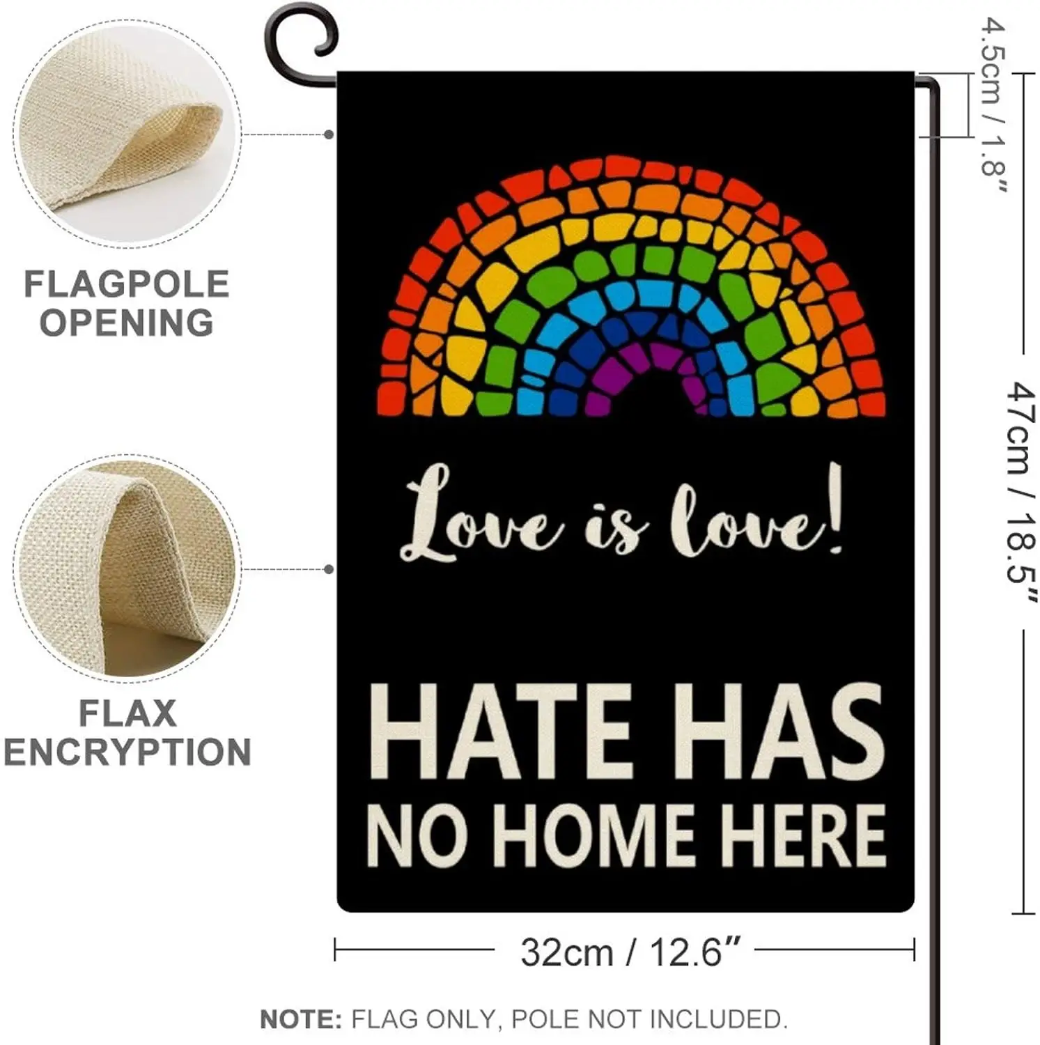 YongColer Small Pride Month Garden Flag, Hate Has No Home Here Yard Sign, Love is Love Yard Flag 12.5x18.5 Inches