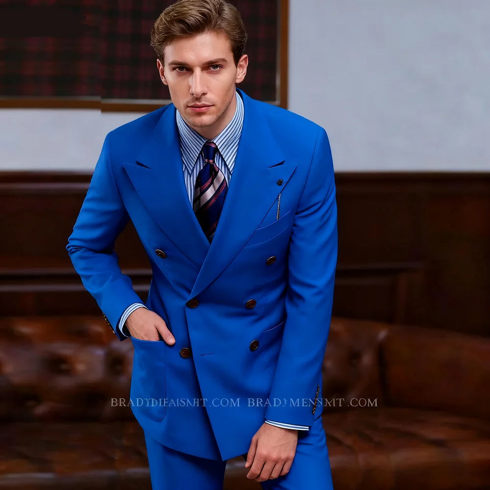 

Men's Pink Double Breasted Terno 2-Piece Suit Jacket And Pants Classic Formal Occasion Business Moda De Negócios Clothing