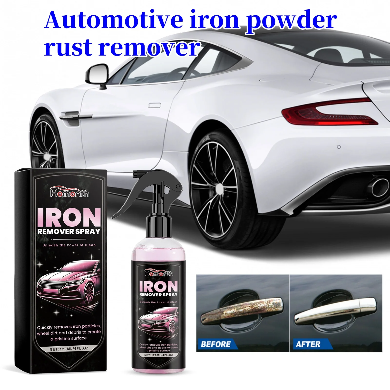 

Homonth Rust Inhibitor Derusting Spray Auto Rim Dust Cleaner Car Wheel Hub Rust Remover for Car Maintenance Cleaning