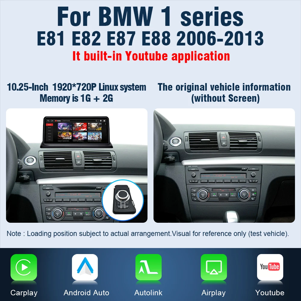 AUTOTOP 10.25" Auto Multimedia Speler voor BMW 1 Serie E87 E81 E82 E88 met YouTube CarPlay Android Auto Navigatie GPS Autoradio