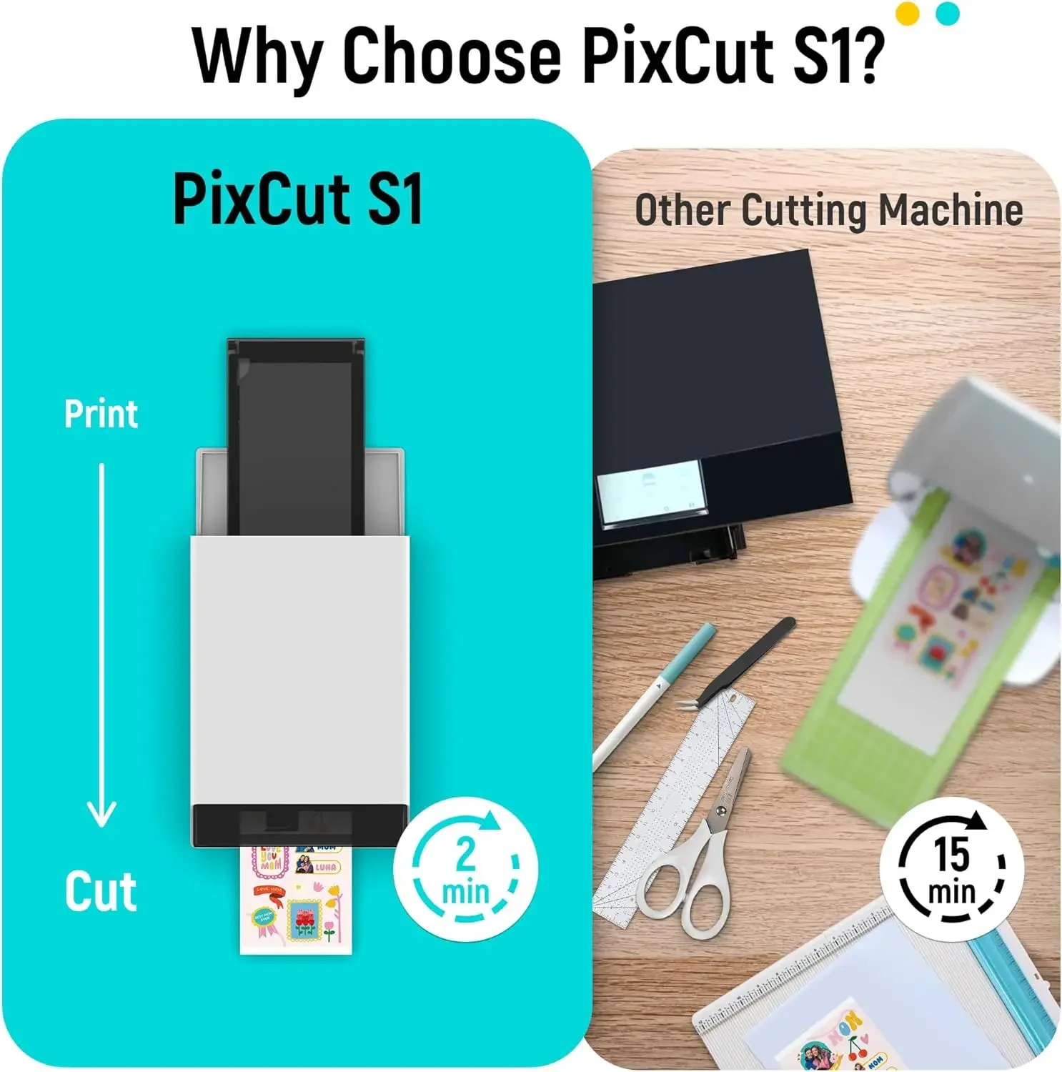 PixCut S1 Color Sticker Printer Cutting Machine All in One Sticker Maker for DIY Crafts Custom Labels Gifts Thermal Dye