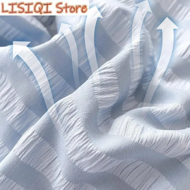 Seersucker Cool Summer Duvet Double Machine Washable Quilt Mattress Comforter Comfortable Soft Touch Mattress Cover 1pcs