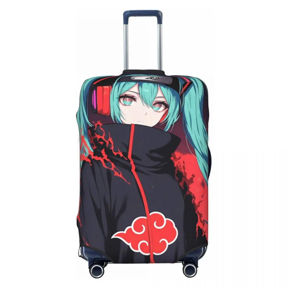 カスタム初音ミク-vocaloid-ロックアニメ荷物カバーかわいいスーツケースプロテクターカバー-18-32-インチに適しています