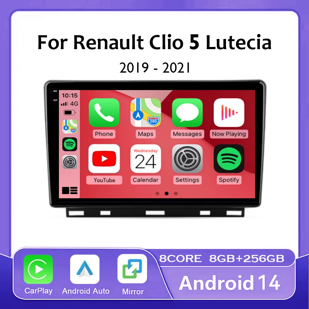 

Для Renault Clio 5 Lutecia 2019-2021 Android 14 Авто Авто Радио Мультимедийный Видеоплеер GPS Навигация Carplay Wi-Fi 360 Камера
