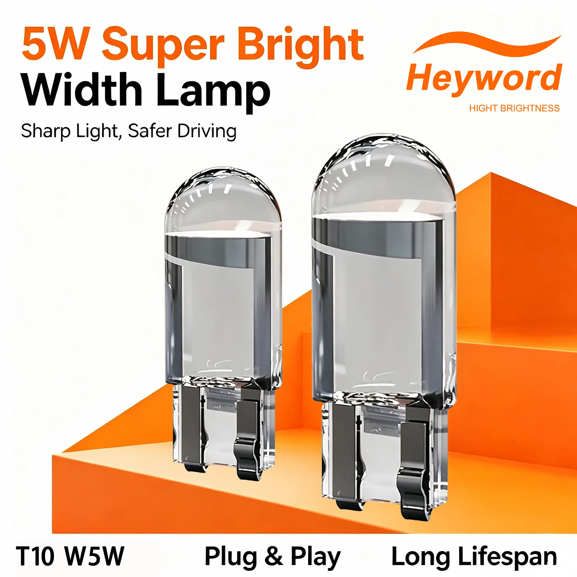 10x 2021 Newest W5W Led T10 Car Light COB Glass 6000K White Auto Automobiles License Plate Lamp Dome Read DRL Bulb Style 12V