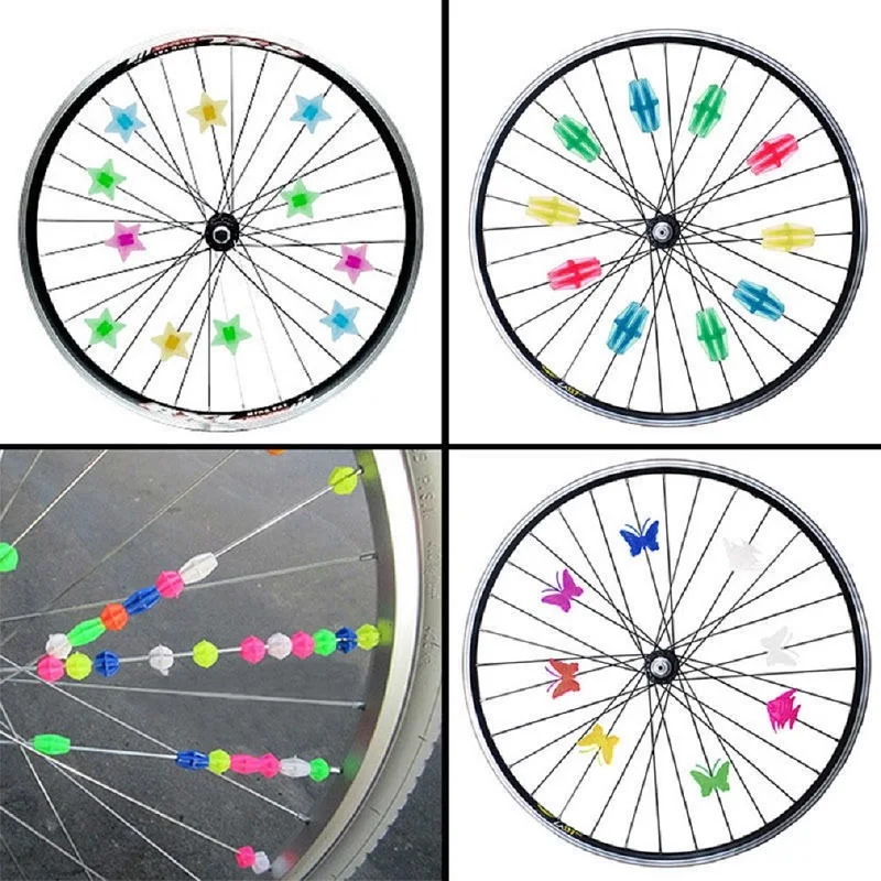 26/36 Pcs Colorful Safety Bicycle Round Clip Multi-color Love Heart Stars Wheel Bike Accessories Decoration Bead Spoke Beads