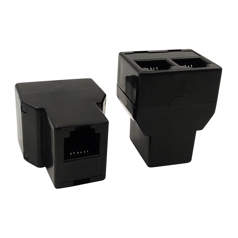 200PCS RJ12 6P6C Coupler 2 Way RJ11 Telephone Cable Splitter Adapter Suitable For Telephone