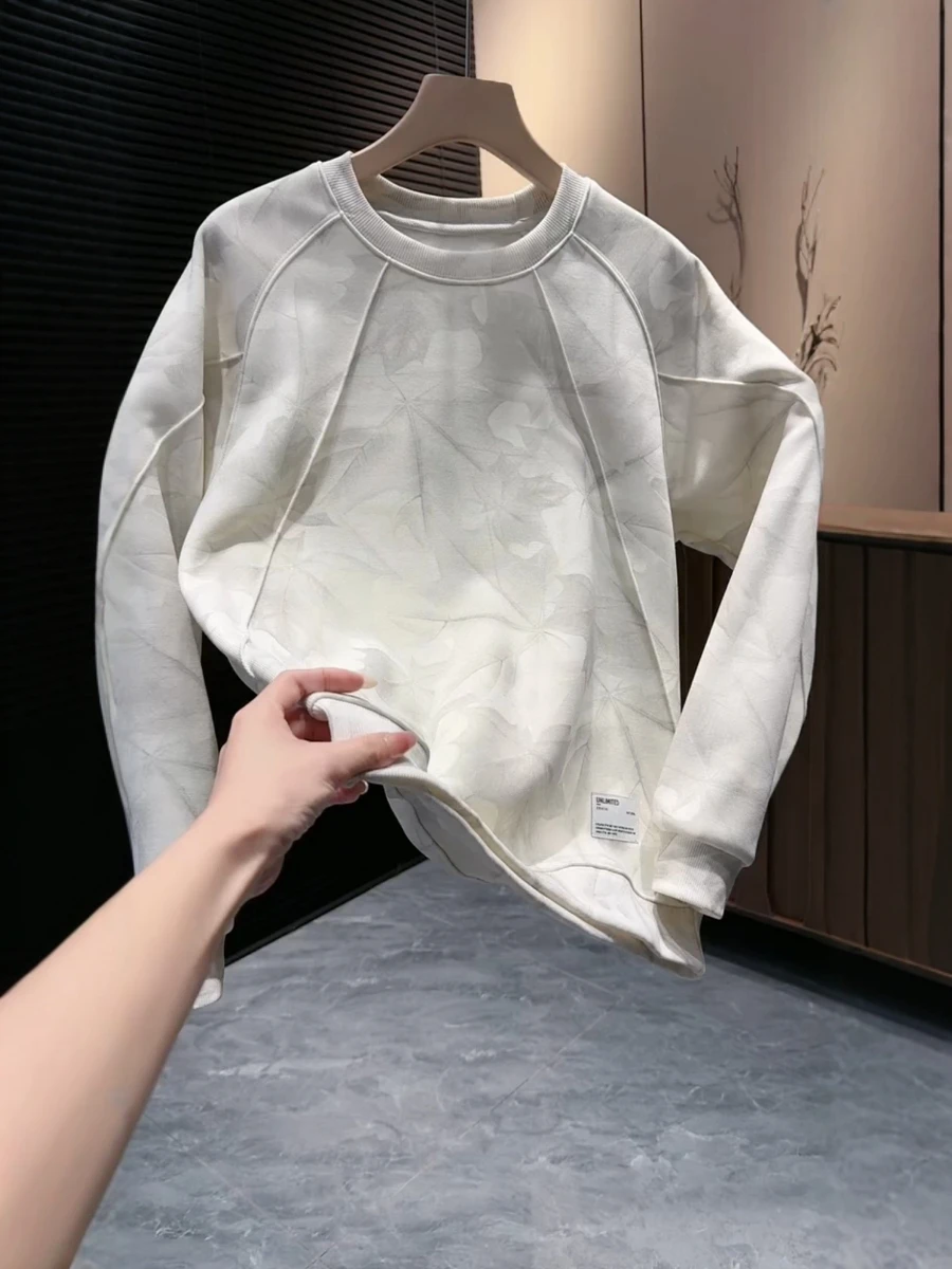 

Модная толстовка с круглым вырезом для мужчин, повседневная, теплая, универсальная, осенне-зимняя, новинка, удобная уличная одежда, свитшот