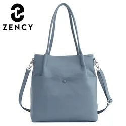 Zency Genuine Leather New Simple Bucket Shoulder Bag Large Capacity Shopper Women Luxury Casual Handbag Female Crossbody Vintage