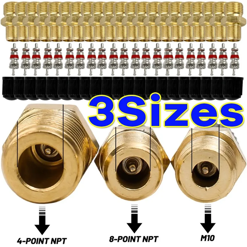 

Вентили для автомобильных и мотоциклетных шин с резьбой 1/4 NPT M10, латунные вентили для контроля давления в шинах