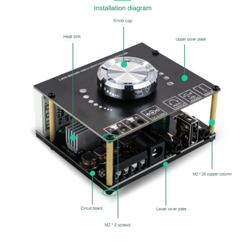 1Set Stereo Bluetooth Digital Amplifier Board Module HIFI-Grade 50Wx2 Black With WIFI Timing Clock Module