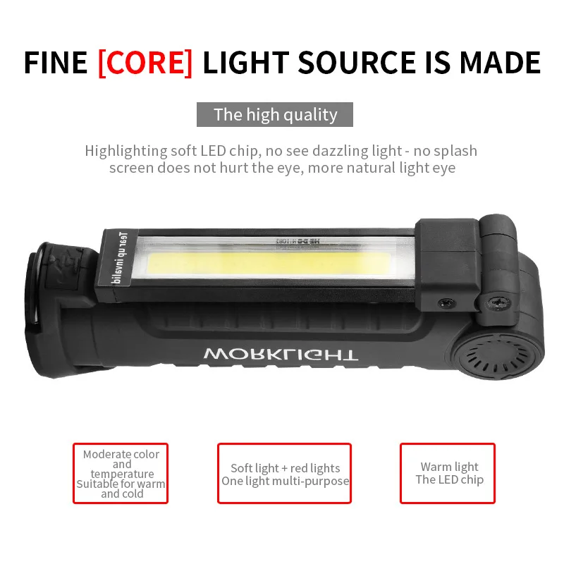 ZK30 Cob Work Light Multifunctional Charging Led Inspection Light Folding Car Magnet Flashlight Maintenance Outdoor Tent Light