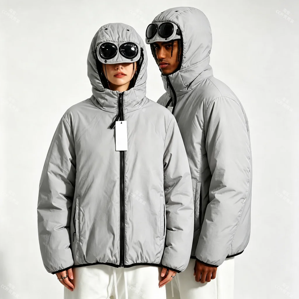 Unisex Lightweight Quilted Elastic Hooded Jacket Zipper Pocketed Coat Cotton Polyester Blend Street Style Casual Outerwear