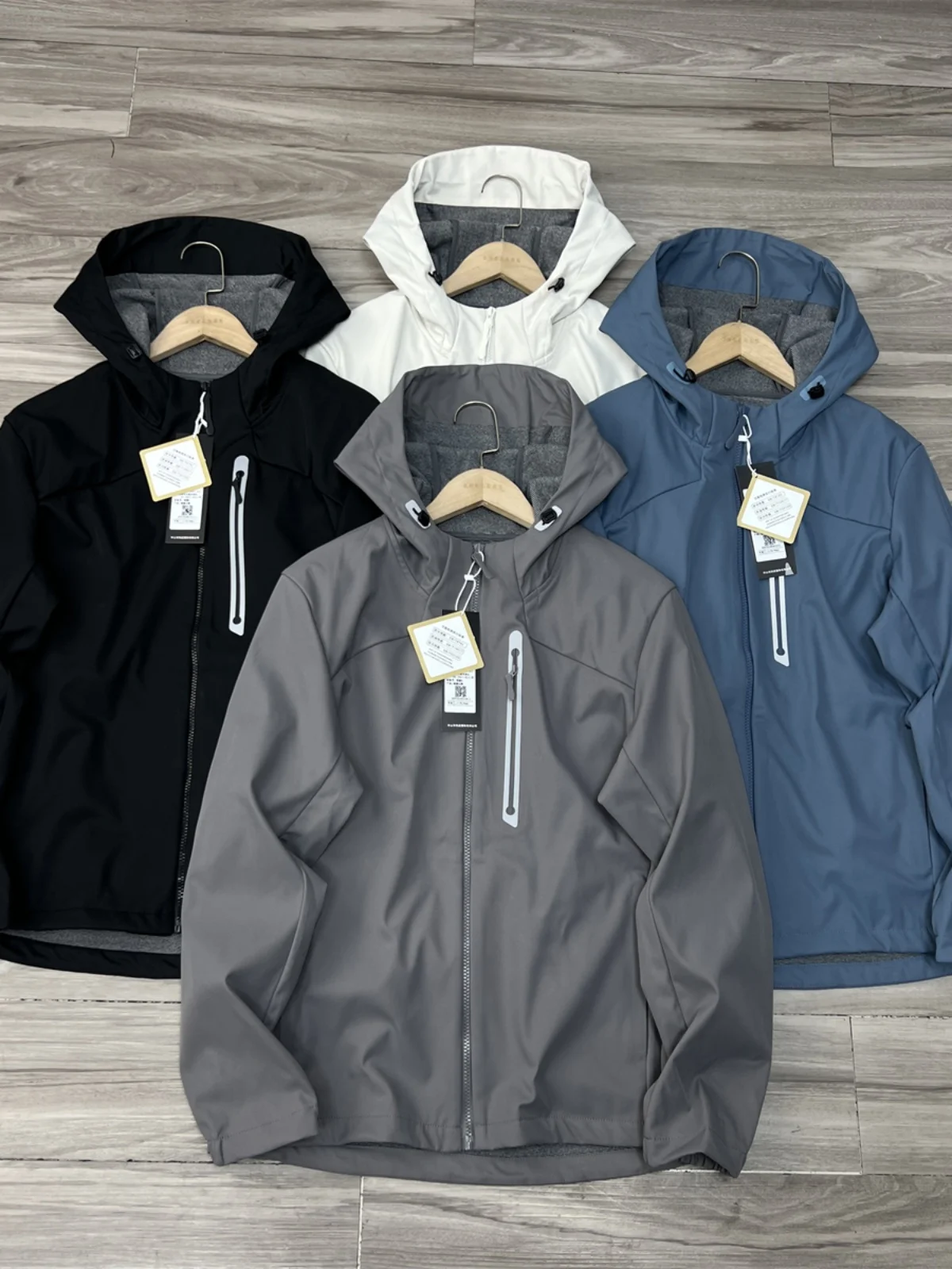 

Water-Resistant Fce Lined Hooded Jaet for Men Outdoor Windproof Warm Soft ell Clothing Stand Fit Zipper Decoration ...