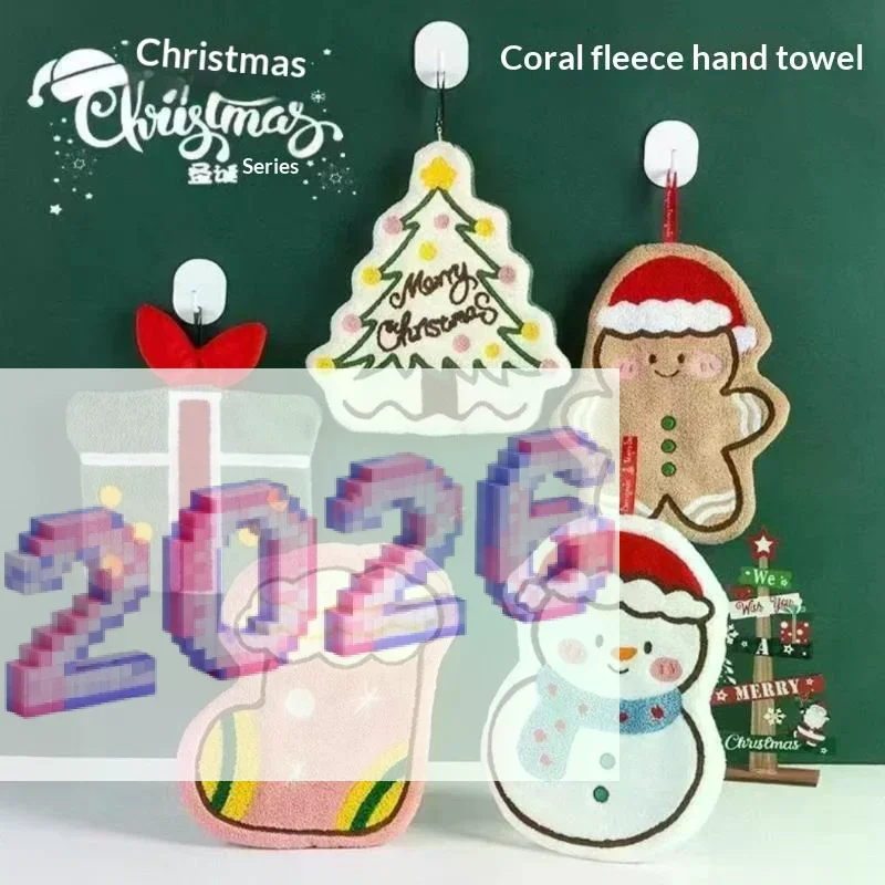Cartoon Christmas Hand Towel Snowman Coral Fleece Wipe Cloth Cleaning Cloth Christmas New Year Home Party Decoration Supplies