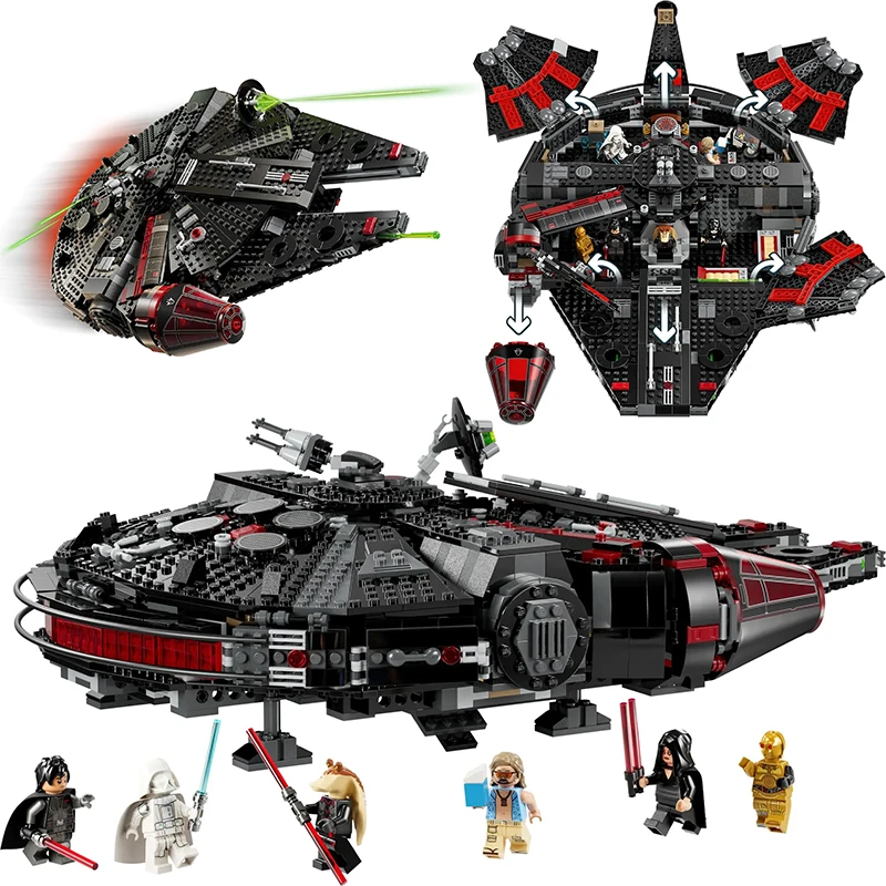 

2025 NEW Falcon Compatible 75389 Millennium The Dark Spaceship Bricks Building Block for Boys Gift for Kids Model for Adults