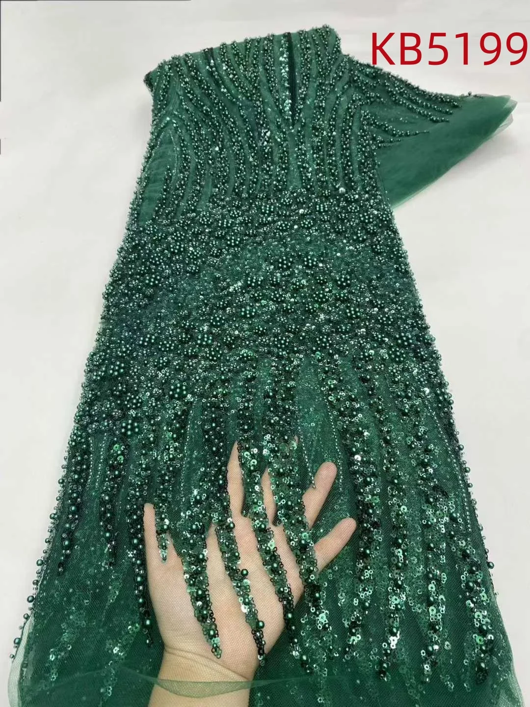 

Green Beaded Tulle Lace Fabric African Lace Embroidered Dubai New 2025 Gold Sequence French Mesh Lace Fabrics For Sewing KB5199