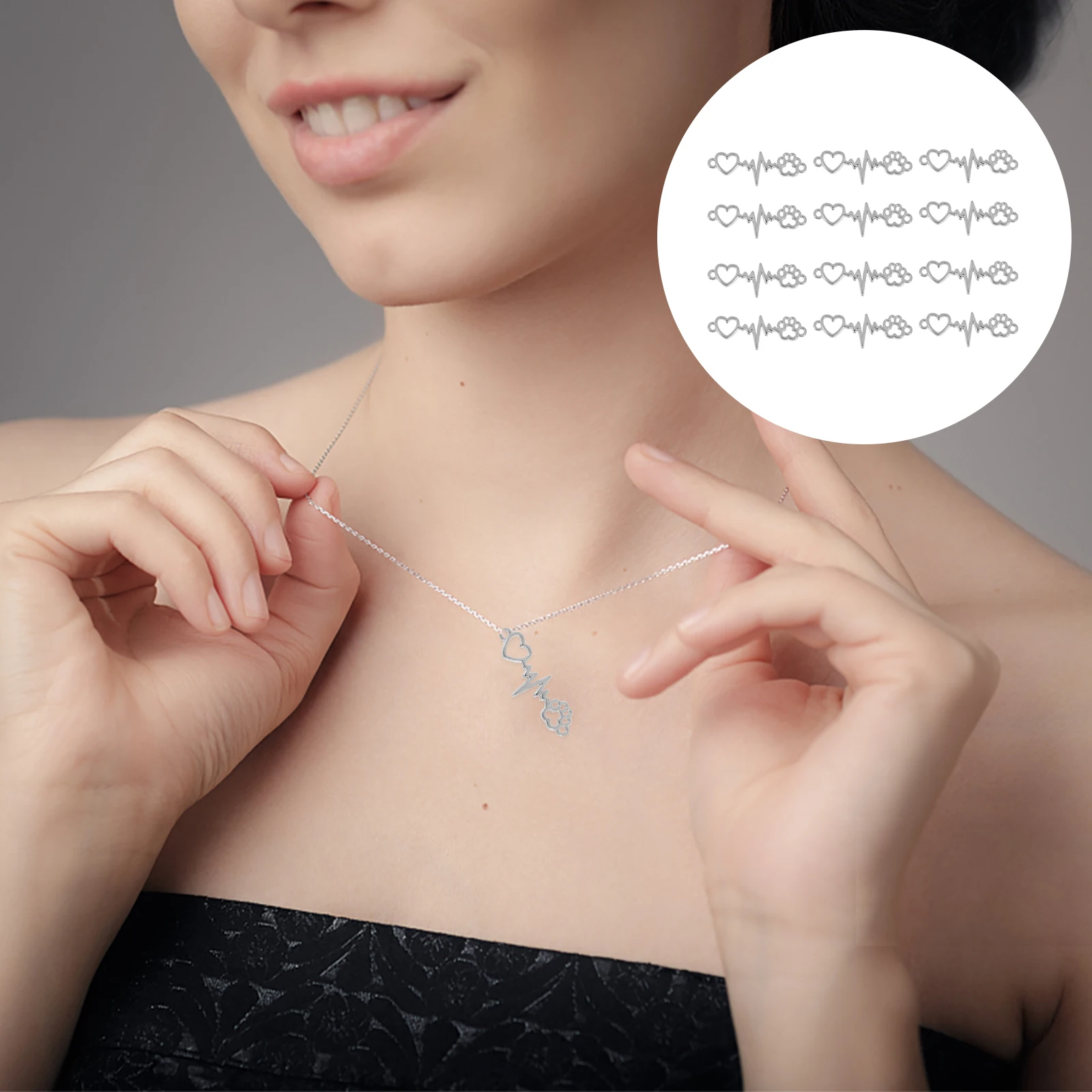 

100 Pcs Heart Shape Pendant Hollow Out Charm Iron DIY Jewelry Making Materials for Necklace Bracelet Accessories