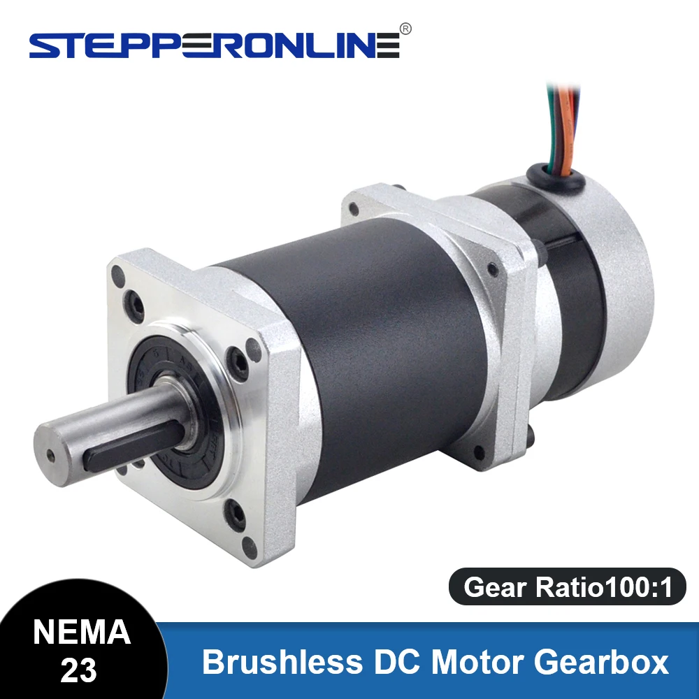 STEPPERONLINE Nema 23 Geared Brushless DC Motor 24V 84W 350RPM 1.89Nm with 10:1 High Precision Gearbox CNC