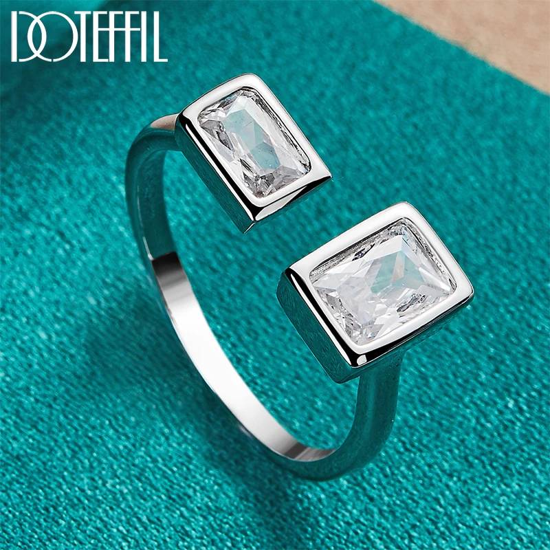 

DOTEFFIL 925 Sterling Silver Square AAAAA Zircon Ring For Man Woman Fashion Wedding Engagement Party Gift Charm Jewelry