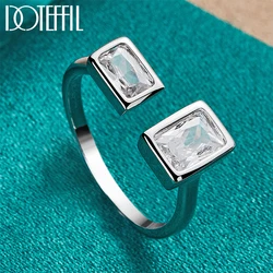 DOTEFFIL 925 Sterling Silver Square AAAAA Zircon Ring For Man Woman Fashion Wedding Engagement Party Gift Charm Jewelry
