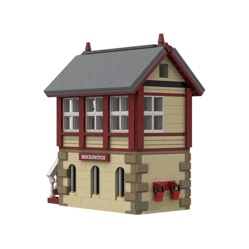 MOC- 195462   Caixa de sinal ferroviária britânica, série de arquitetura urbana, blocos de construção, montagem, boutique, presente, ornamento, natal, 840 peças