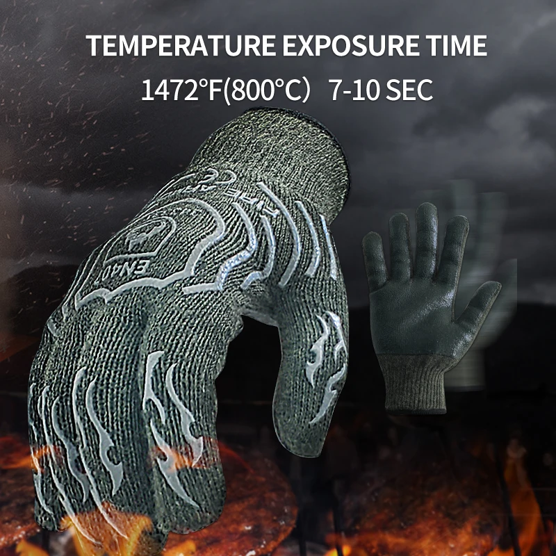 Fire Armor BBQ Grill Gloves High Temperature Resistance Fireproof Heat Insulation Glove Cooking Baking Barbecue Microwave Oven