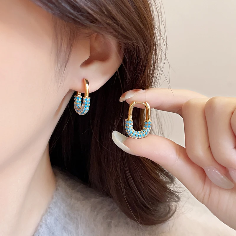 Türkis-Plattierte 18K Gold U-förmige Ohrringe für Damen 2026 Neues Trendiges Design Schmuck Luxuriöses Accessoire für Partys Geschenk – Detail 7