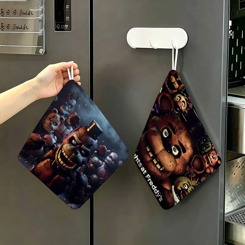 Fnaf Five-nights-At-Freddys Polyester Cotton Hand Wiping Towel, Hanging Towel, Quick Dry for Kitchen Bathroom Daily Supplies