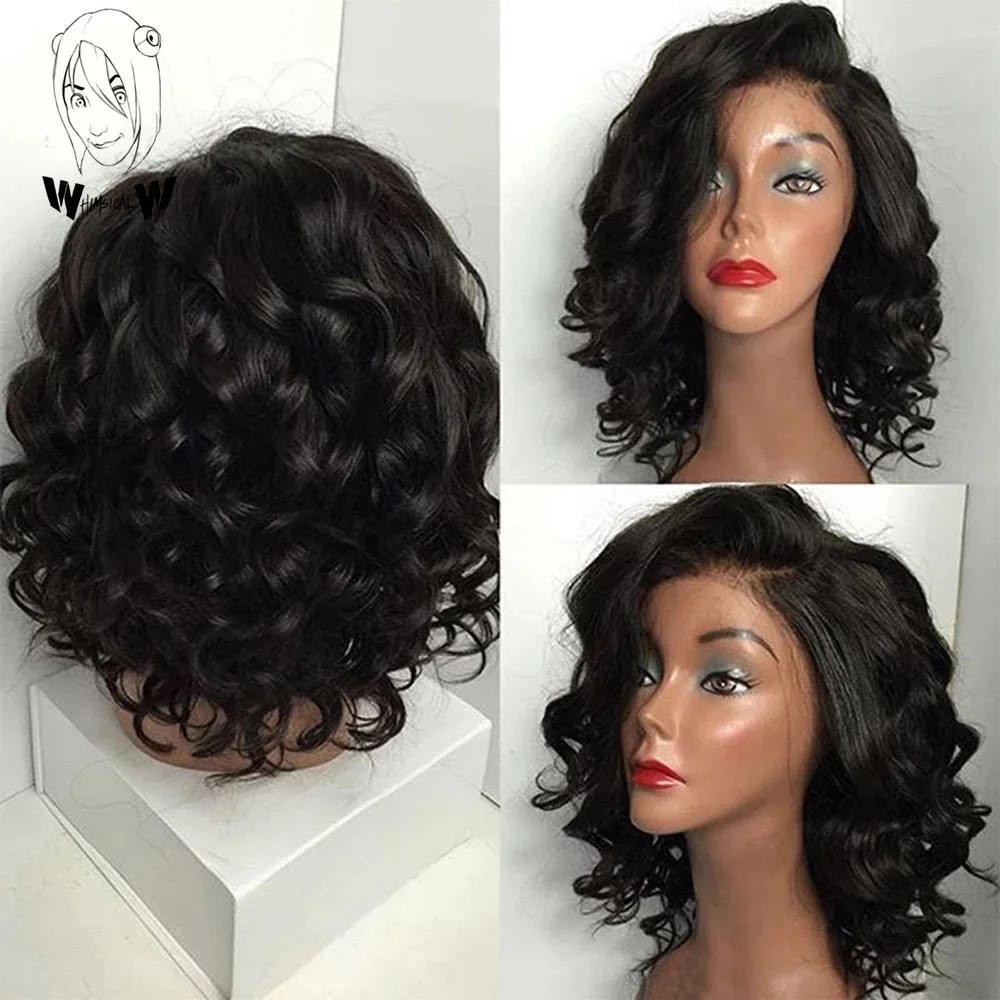 WHIMSICAL W  New Fashiob Women Black Wig Short Nature Wavy Curly Parting Heat Resistant Fiber Wigs for Black Women