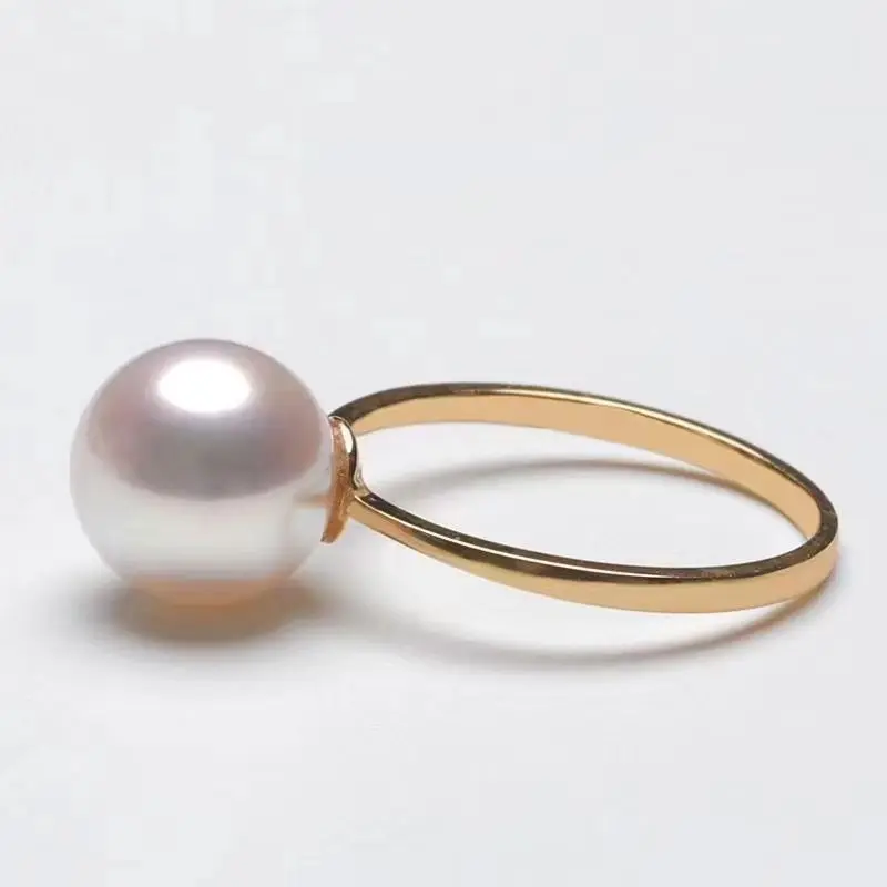 New Fashion Women's Natural 8-9mm Pearl Ring Strong Light Ring for Girlfriend, Mirror Versatile