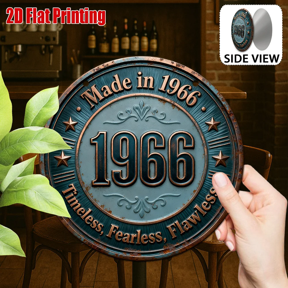 Vintage 1966 Metal Tin Sign, 8x8 Inch Retro Wall Plaque for