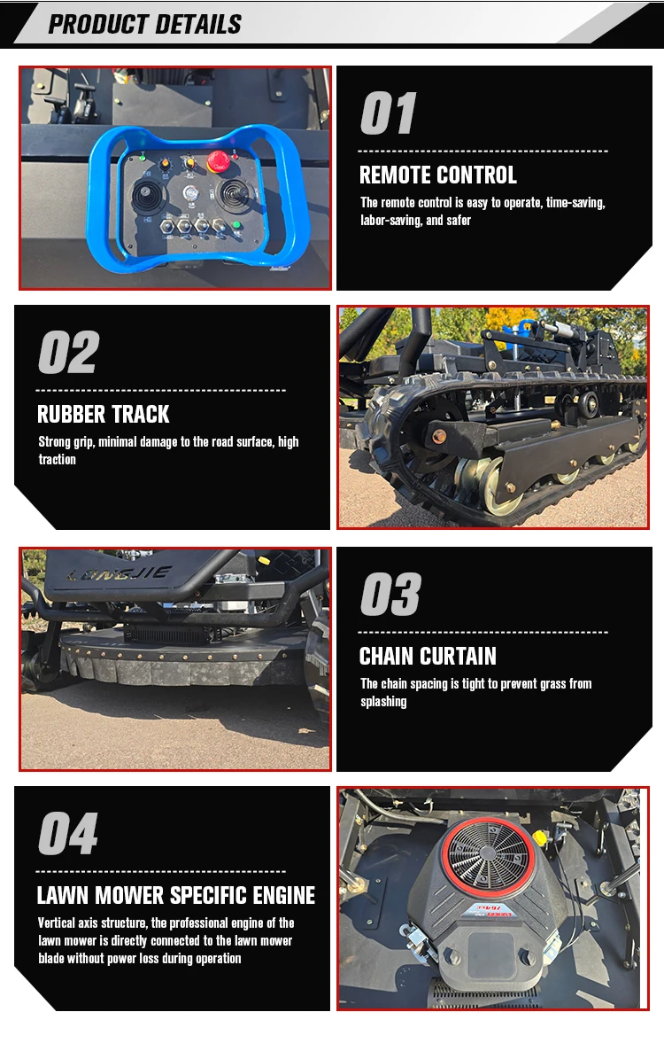 t Lawn Mower Large-Scale Fully Automatic 4-Stroke Cordless FeaturesHigh Quality 764-90A All-Terrain 48V Remote Control Robo