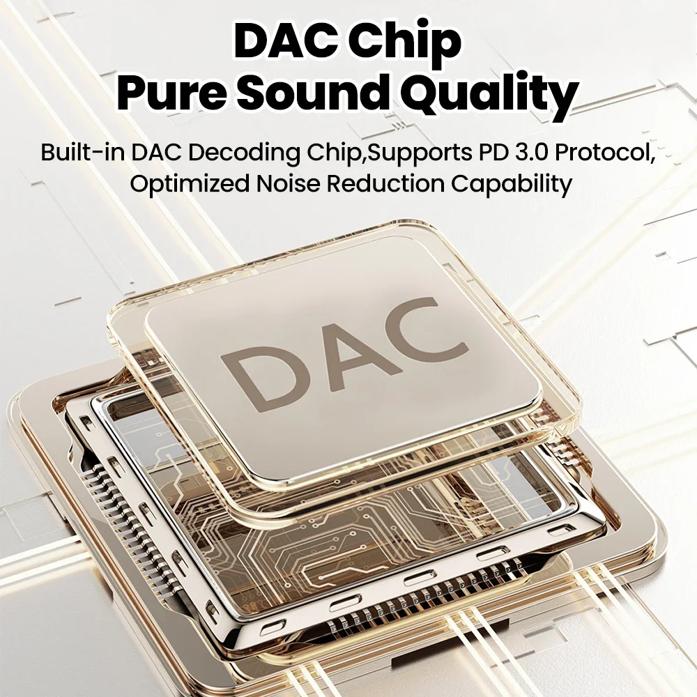 2 In 1 Type-C Splitter Adapter 100W PD Fast Charging 3.5mm Audio Jack Converter For Gaming Broadcast Type-C Phone Audio Charging