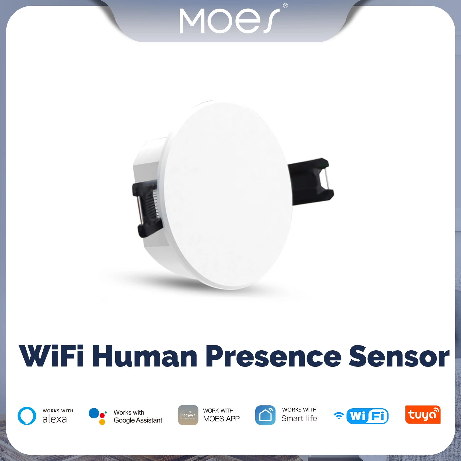 MOES Tuya WiFi Smart Body Sensor Millimeter Wave Radar Detection Photometric 2 in 1 Function Smart Life APP Ceiling PIR Hub