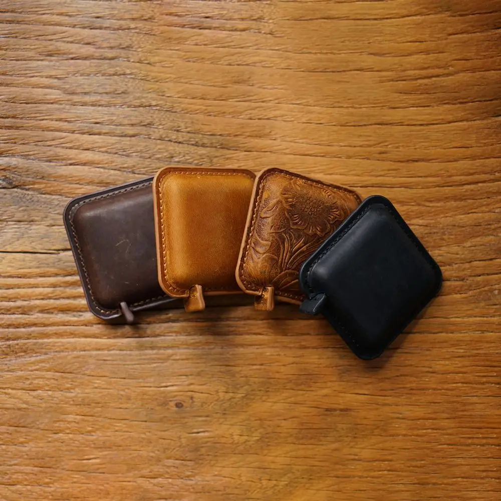 

Crazy Horse Leather Genuine Leather Roll Tape Measure Vintage Handmade Pull Ruler Portable Retractable Sewing Tools Women