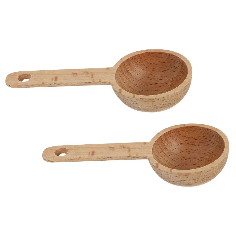 

2Pcs Wood Measuring Spoons Kitchen Coffee Powder Milk Sugar Household Scoop Measuring Spoon Milk Powder Spoon