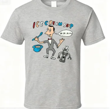 تي شيرت Pee Wee Herman and Conky Ice Cream Soup، طباعة لطيفة، نمط هاراجوكو مريح، قطن خالص بأكمام قصيرة للصيف
