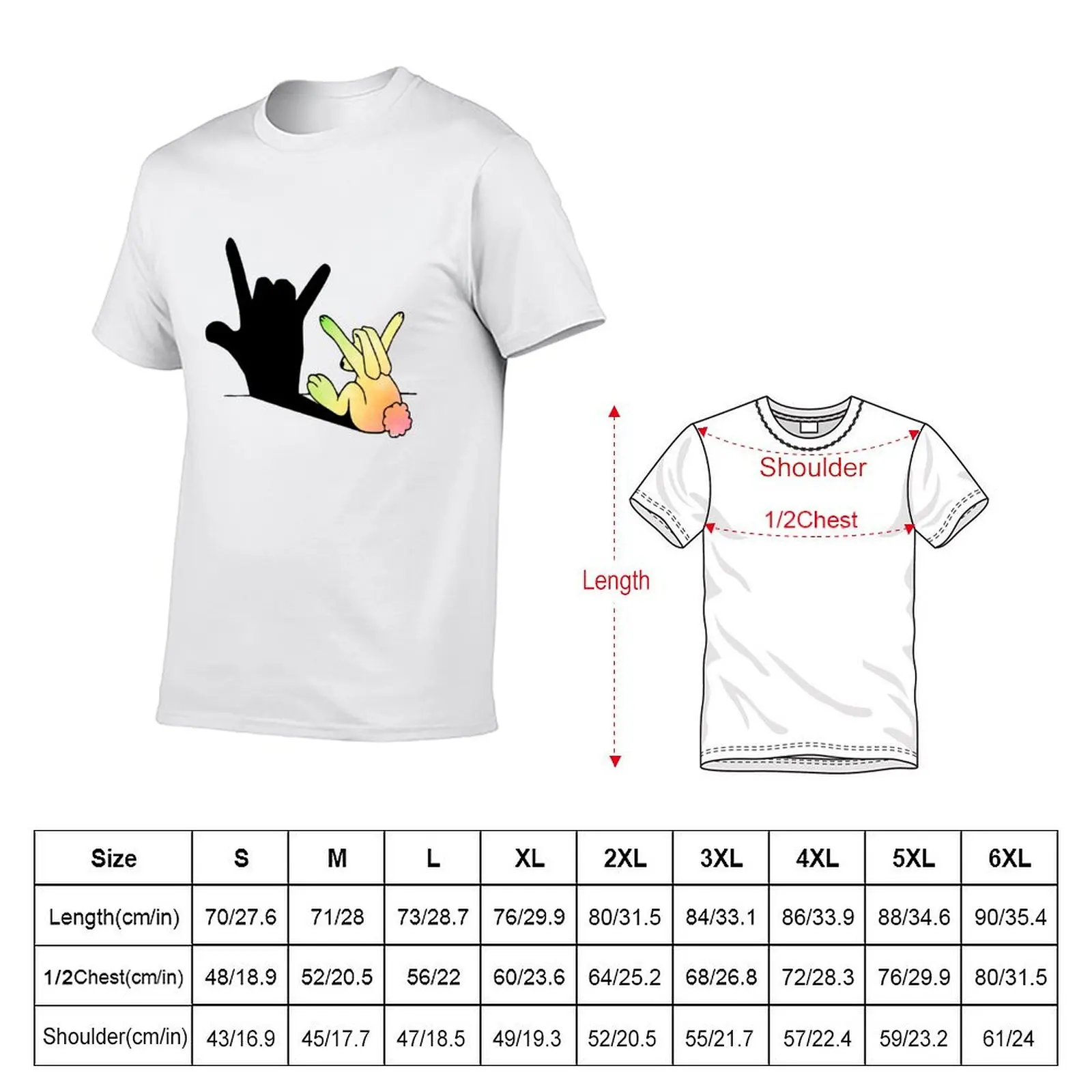 Rabbit Hand Shadow T-Shirt Casual Fashion Short Sleeve Cotton T-Shirt