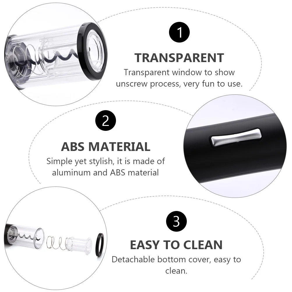 

Aluminum Electric Wine Opener Portable Bottle Opening Tool Transparent Window Professional Screw Hook Cd Pattern