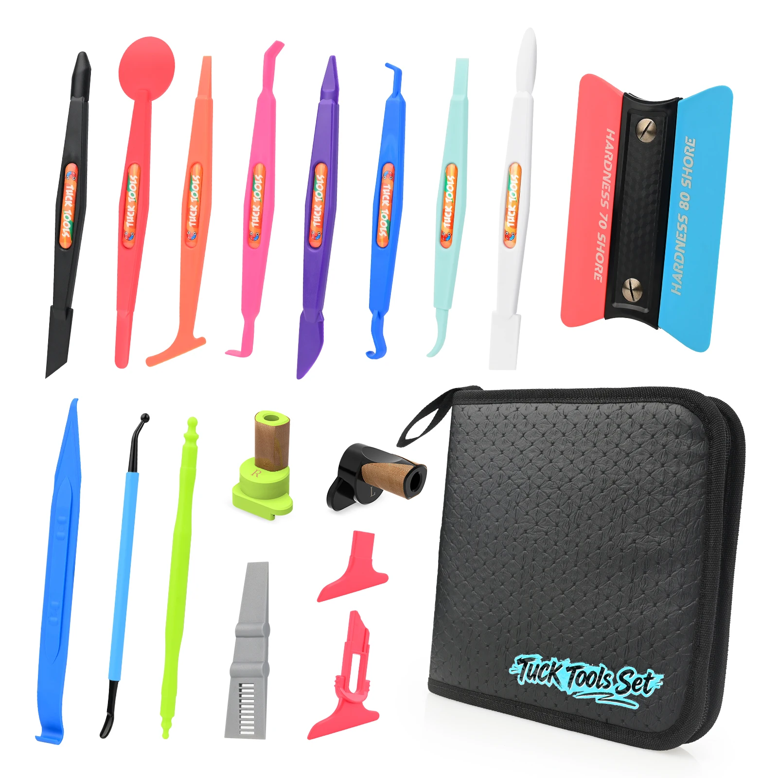 FOSHIO 17pcs/Pack Double-End Magnetic Wrap Stick Vinyl Wrap PPF Trimming & Tucking Tools Set Window Tint Edge Sealing Squeegee