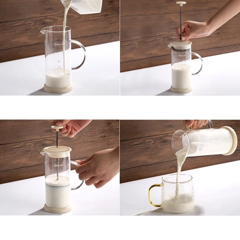 GIANXI Transparent Glass 450ML Milk Frother Make Coffee Flower Coffee Maker Household Milk Pitcher Coffee Accessories