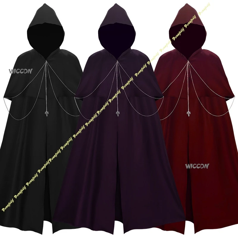 

Renaissance Medieval Hooded Cloak Cape Halloween Cosplay Outfit Classic Stage Performance Costume for Carnival Themed Party