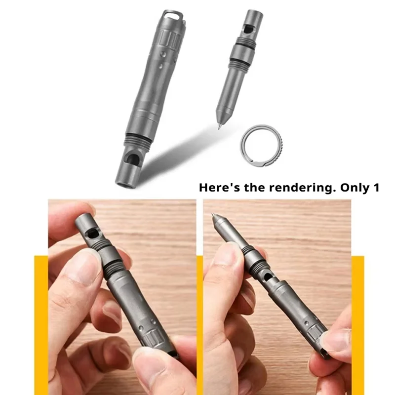 YHOLI-2-In-1 أدوات EDC متعددة الوظائف للبقاء على قيد الحياة في الهواء الطلق مع صافرة من سبائك التيتانيوم ووظيفة شاشة اللمس وقلادة Gif