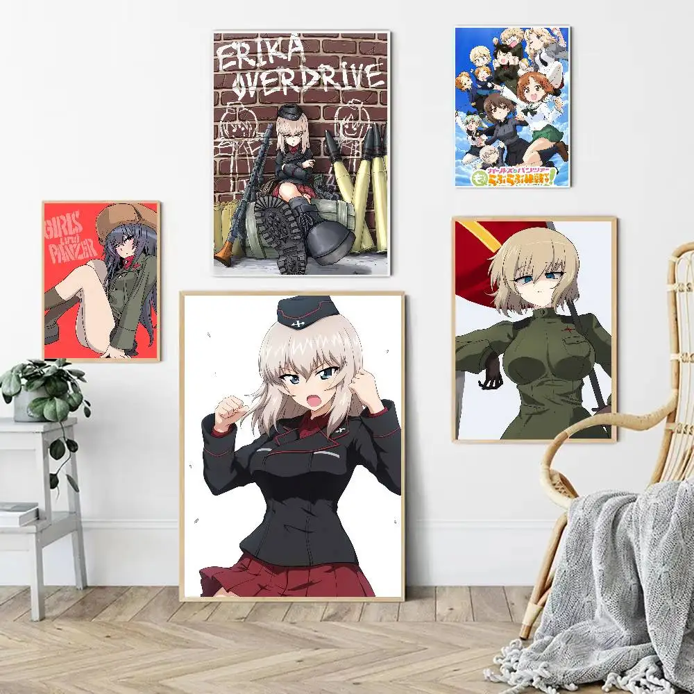 Anime GIRLS Und PANZER Vintage Anime Poster Wall Art For Study Living Room Decor Unique Home Decoration Pictur