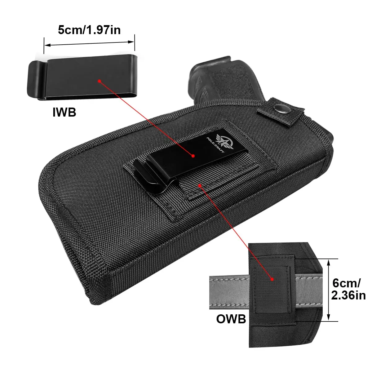 Fondina per pistola con Laser per pistole 9/40/45 misura: Glock 19, Taurus G3, Sig Sauer P226, Smith & Wesson M & P,Ruger, Springfield,Walther