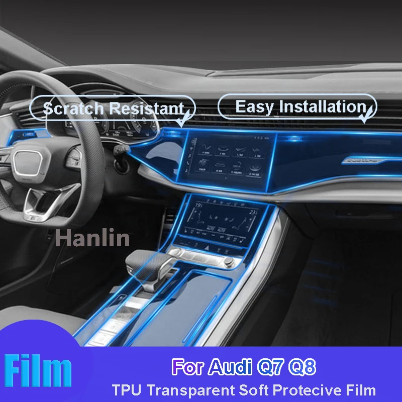 

For Audi Q7 Q8 (2019-2020) Car Interior Center Console Transparent TPU Protective Anti-scratch Repair Film Car Sticker